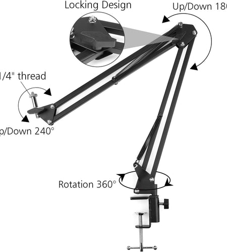 Overhead Video Stand Phone Holder Articulating Arm Phone Mount Table Top  Scissor Boom Arm Articulating Phone Stand Tablet Phone Holder for Streaming Phone Baking Crafting