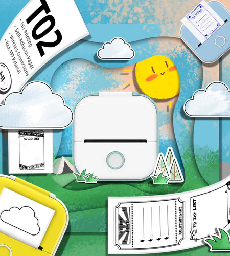 T02 Portable Printer Phomemo Mini Sticker Printer Self-Adhesive Labels Inkless Sticker Printer for Journal, Notes, Photo, DIY