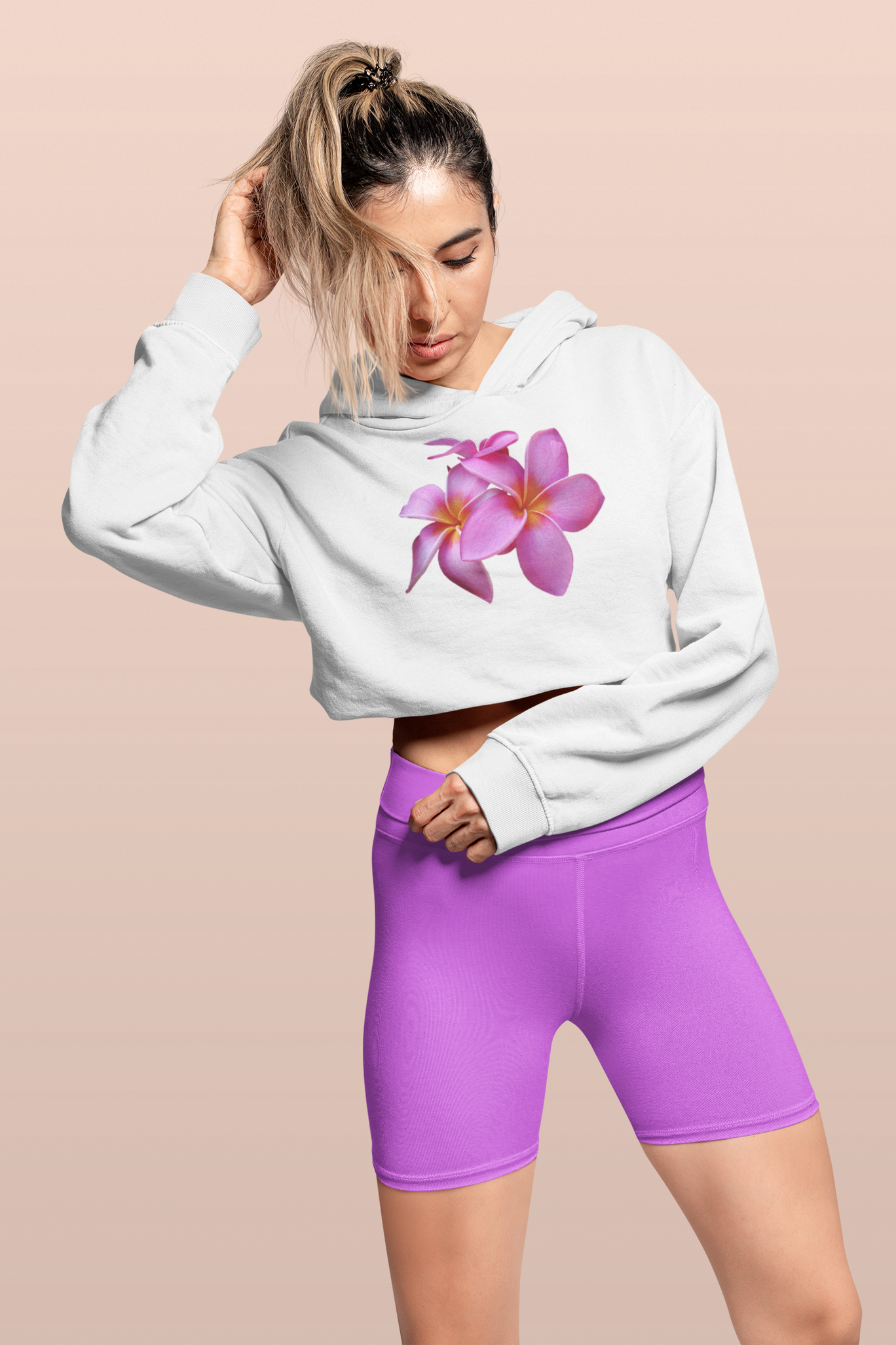 Ladies' Plumeria Cropped Fleece Hoodie