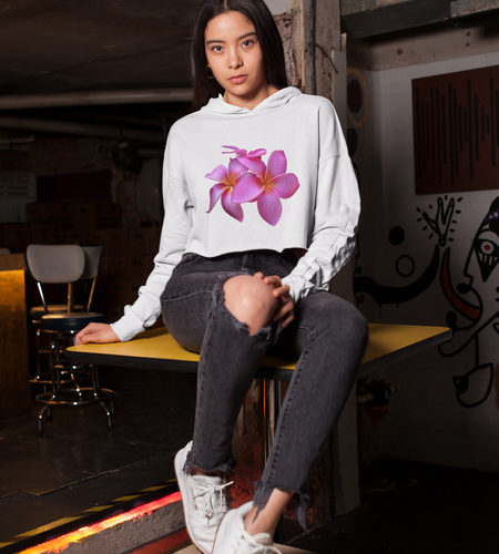 Ladies' Plumeria Cropped Fleece Hoodie