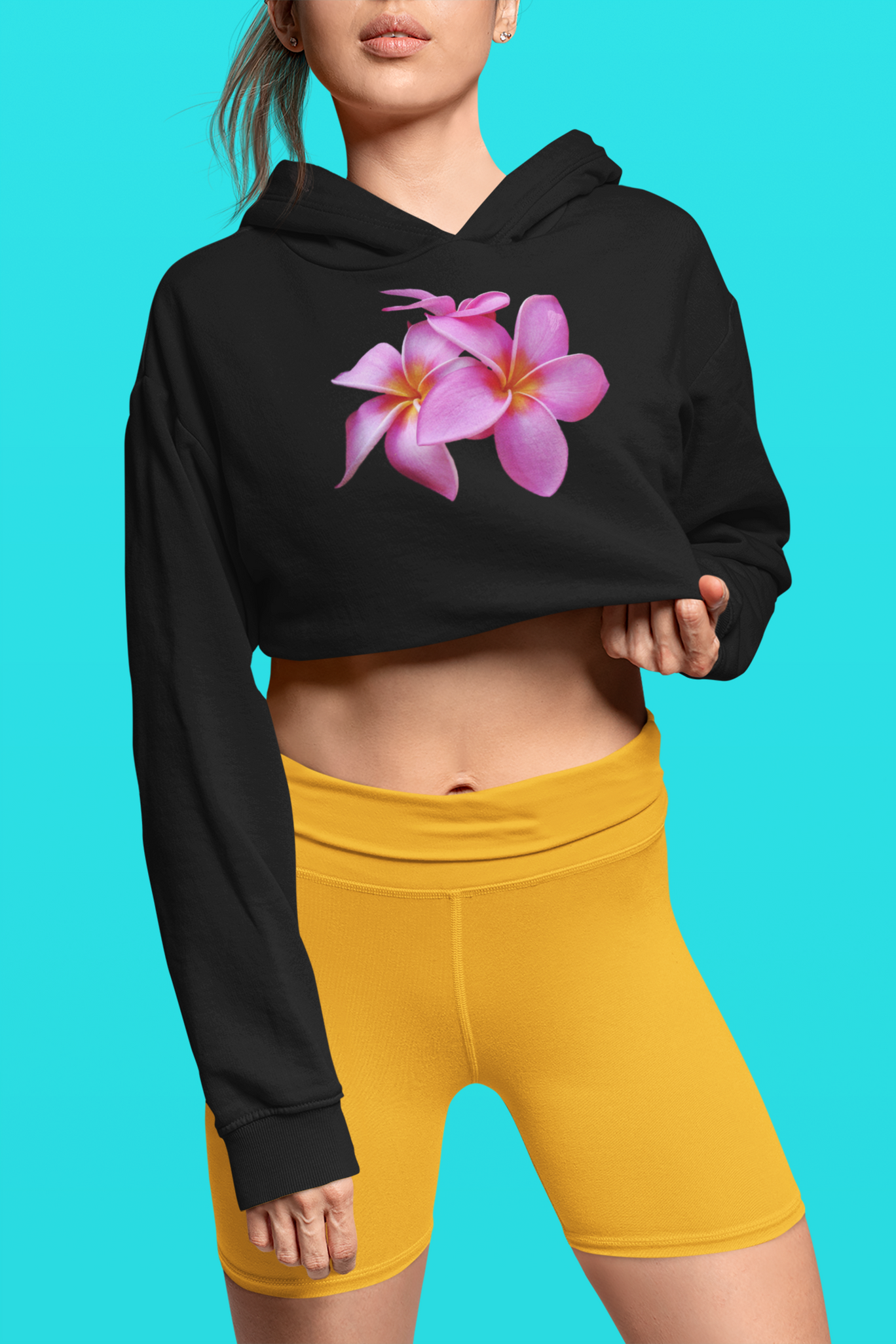 Ladies' Plumeria Cropped Fleece Hoodie