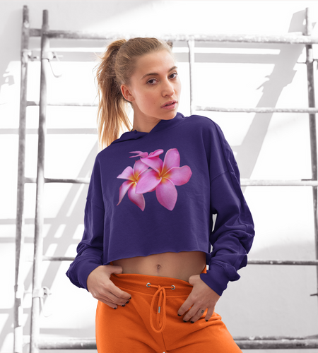 Ladies' Plumeria Cropped Fleece Hoodie