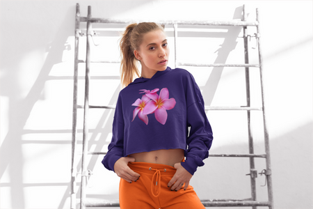 Ladies' Plumeria Cropped Fleece Hoodie