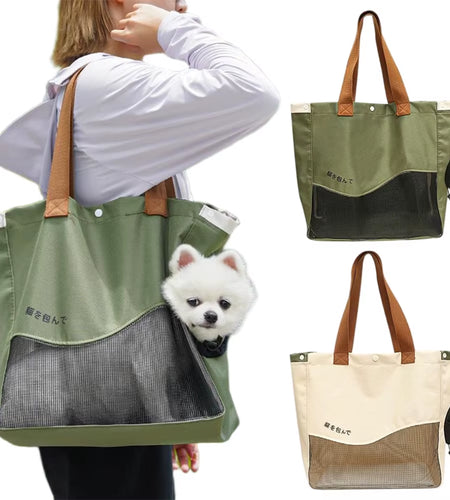 Breathable Pet Carrier Bag Handheld Shoulder Tote Small Medium Dogs Cats Oxford Canvas Portable Outdoor Travel Pack Pet Supplies